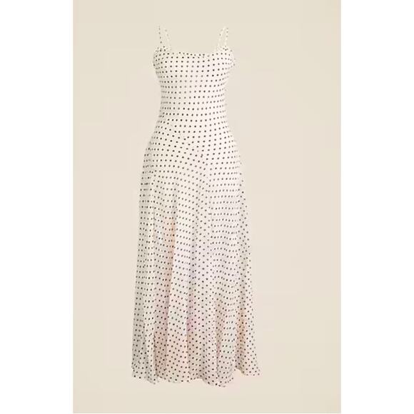 J Crew Collection Maxi Slip Dress 00 NWT Chiffon Dot White Black CI875 J.Crew - Picture 4 of 5